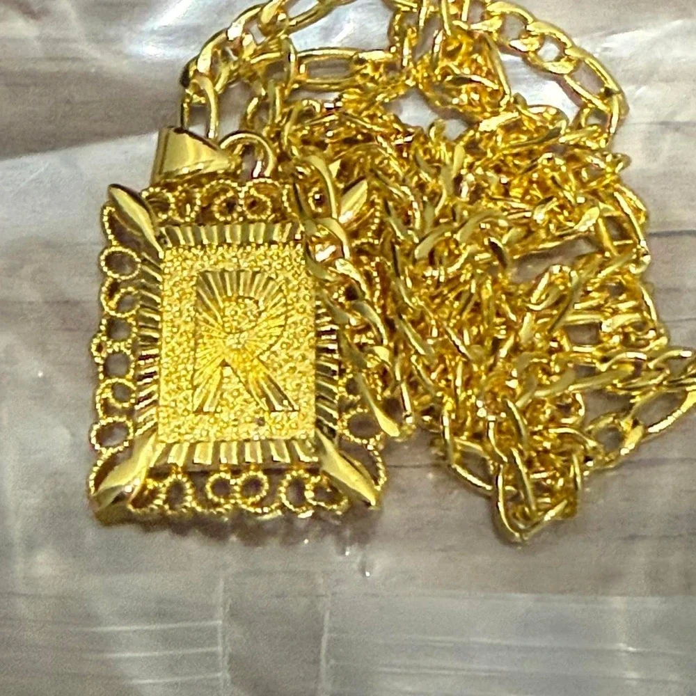 Lot of 6 Gold Plated Square Initial Pendant Necklaces Hip Hop D F R Rare